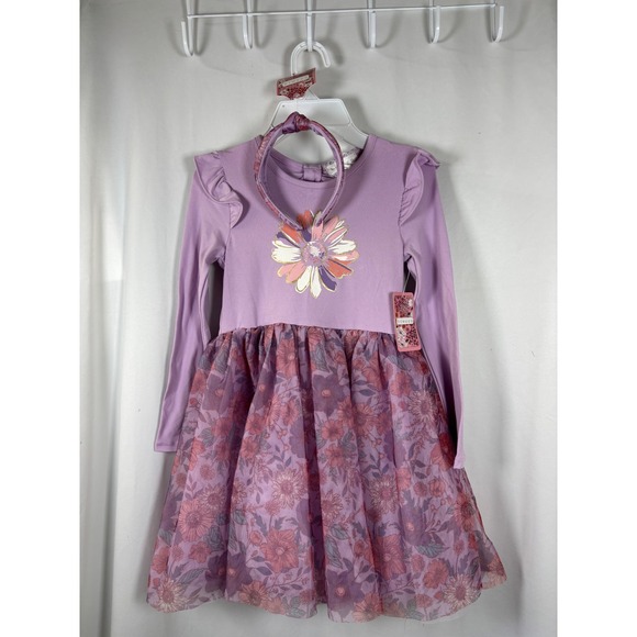 btween Other - btween Girls Purple Floral Mesh Tutu Dress with Headband Size 6 NWT 4G2096BO